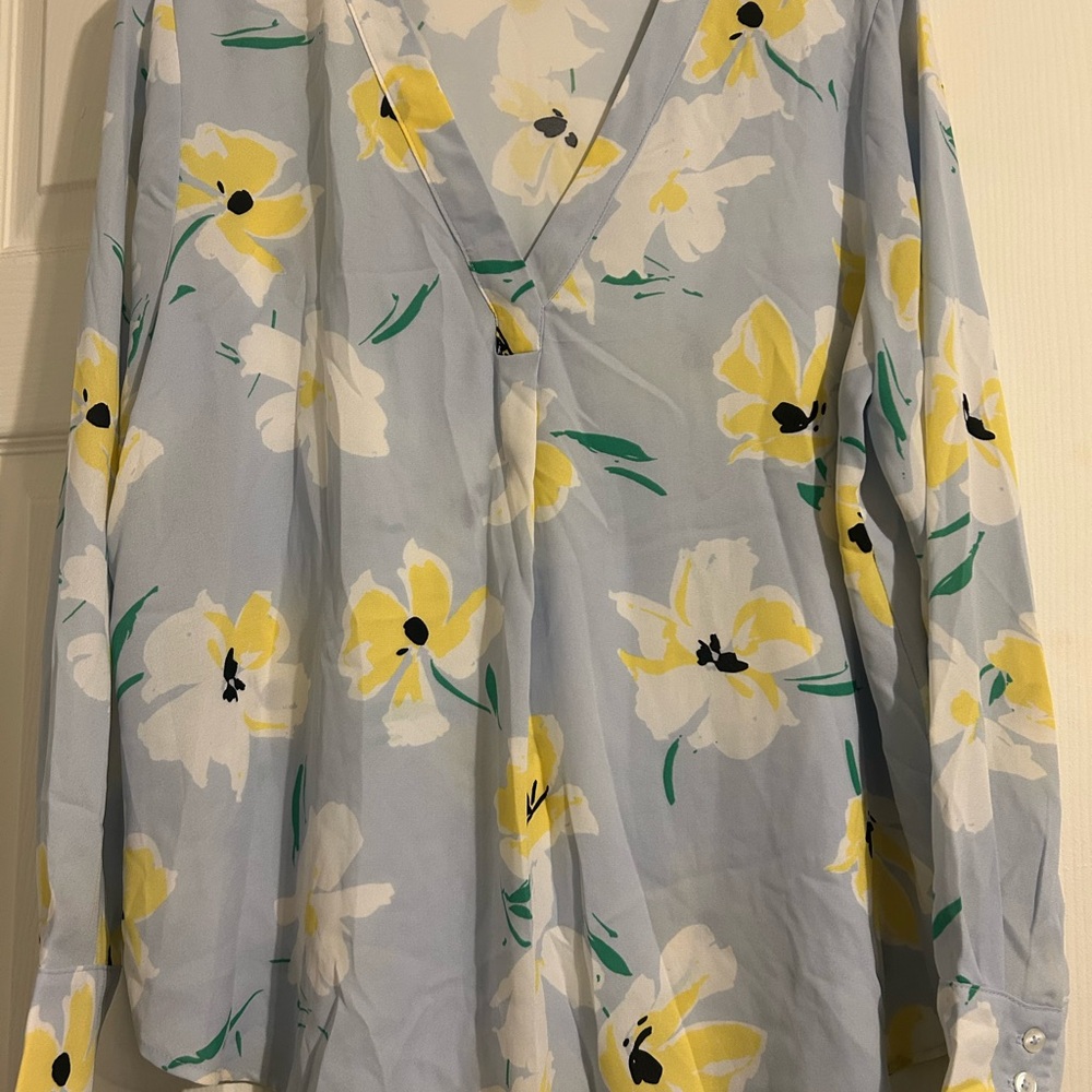 Ann Taylor Yellow and White Floral Top